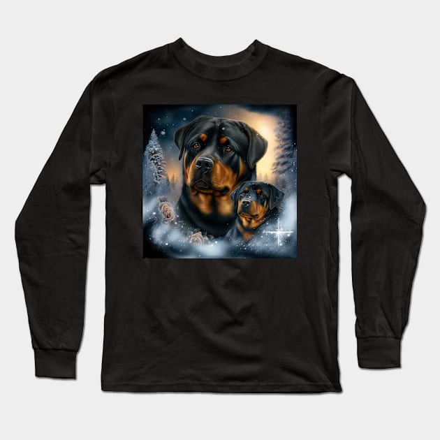 Rottweiler Family Long Sleeve T-Shirt by Enchanted Reverie